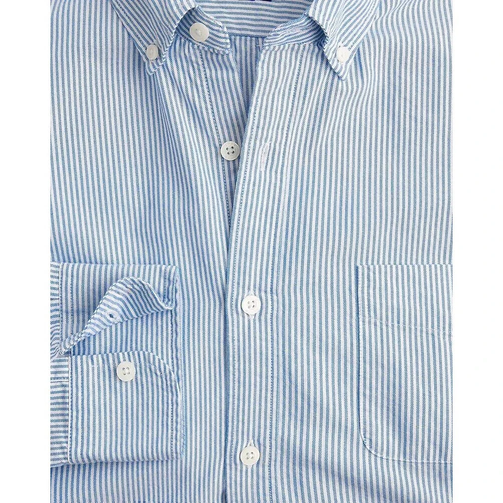 J Crew Flex Oxford Shirt NEW Mens L Slim Blue Stripe $89 Coastal Career Vacation